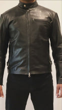Load and play video in Gallery viewer, Cowhide Cafe Racer Black Jacket
