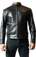 Load image into Gallery viewer, Cowhide Cafe Racer Black Jacket
