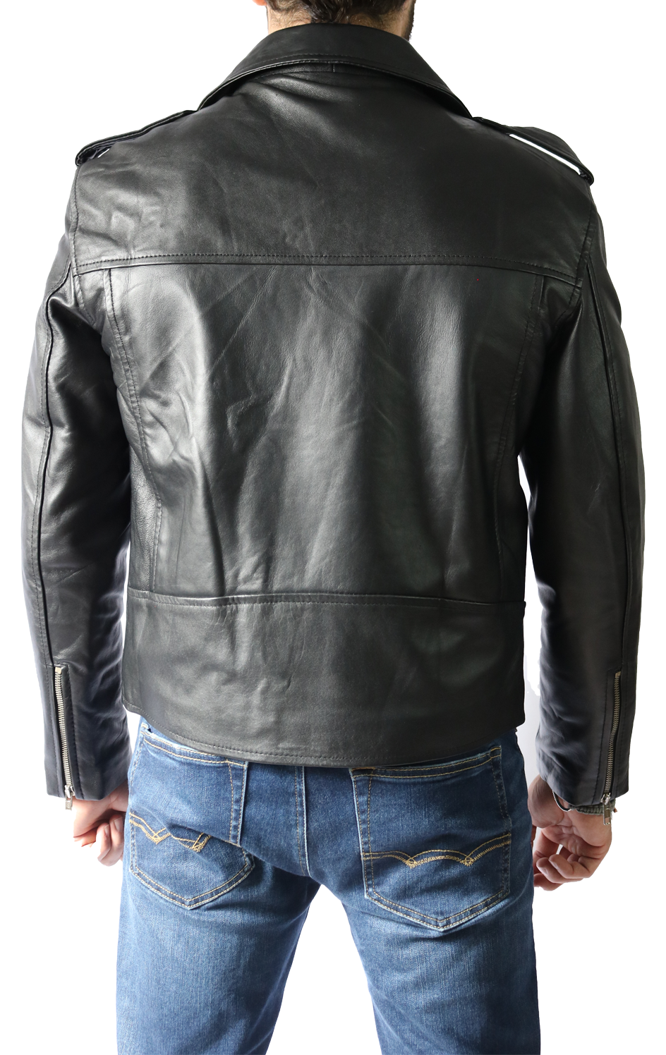 Sheepskin Black Moto Jacket – thebespokejackets.com