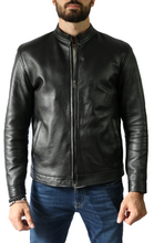 Load image into Gallery viewer, Sheepskin Band Collar cuff sleeves Black Jacket
