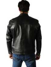 Load image into Gallery viewer, Sheepskin Band Collar cuff sleeves Black Jacket
