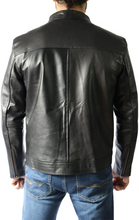 Load image into Gallery viewer, Sheepskin Band Collar Zip Cuff Black Jacket
